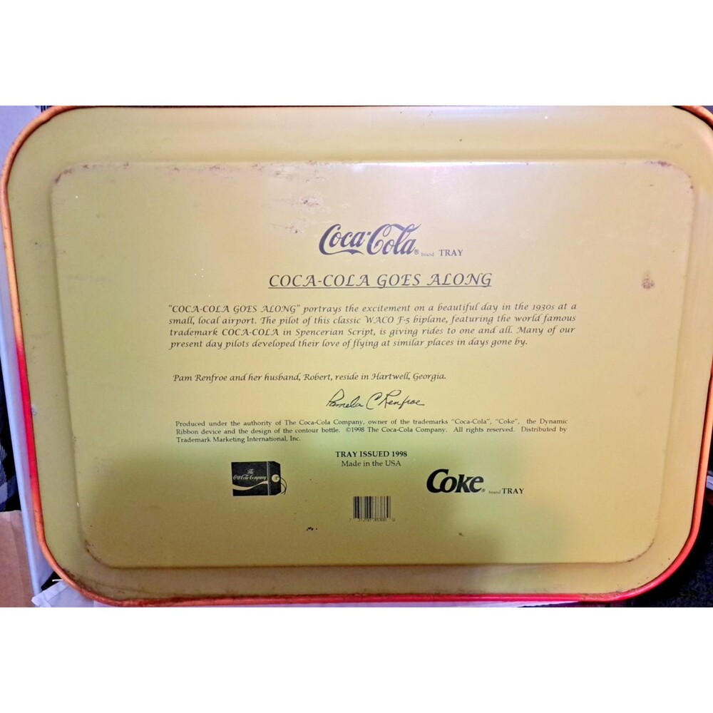 VTG 1998 Coca-Cola Goes Along Tray Pamela Renfroe Signed Metal Nostalgia - Picture 12 of 12